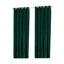 Paoletti Verona Crushed Velvet Eyelet Curtains - Emerald Green - 46in x 54in