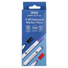 Tesco Whiteboard Markers Asstd 4 Pack Millimetre