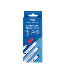 Tesco Permanent Markers Asstd 4 Pack