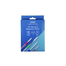 Tesco Coloured Gel & Ballpoint Penset 20 Pk-Replenish