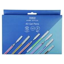 Tesco Gel Pen Set Asstd 40 Pack -Replenish