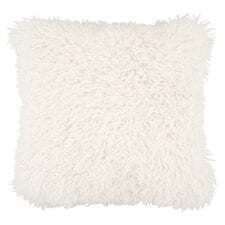 Tesco Mongolian Faux Fur Cushion - Ivory