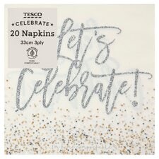 Tesco Celebrate Napkin 33Cm 3Ply 20 Pack