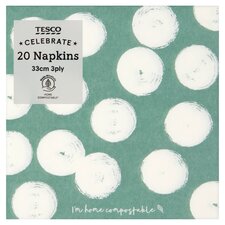 Tesco Green Spot Napkin 3Ply 20 Pack