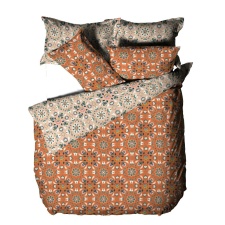 Furn Folk Floral Duvet Cover Set - Orange - King