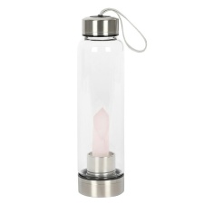 Something Different Rose Quartz Glass Water Bottle - Transparent - One Size