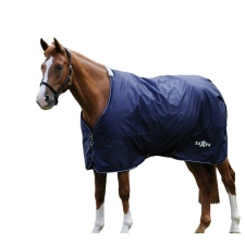 Saxon Defiant Standard-Neck Plaid Lightweight Horse Turnout Rug - Navy - 6´ 9"