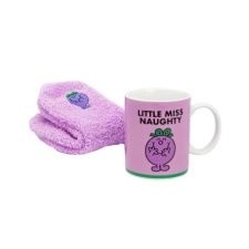 Mr Men Womens/Ladies Little Miss Naughty Mug and Sock Set - Purple - One Size