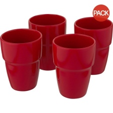 Bullet Staki Stackable Mug Set (Pack of 4) - Red - One Size