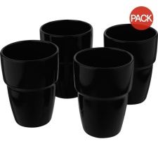 Bullet Staki Stackable Mug Set (Pack of 4) - Solid Black - One Size