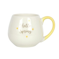 Something Different Hello Spring Round Ceramic Mug - White/Yellow - One Size