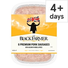 The Black Farmer Premium Pork Sausages 6 Pack 400G