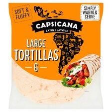 Capsicana 6 Large Tortilla Wheat Flour Wraps 390G