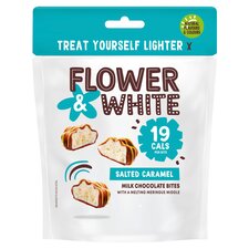 Flower & White Meringue Bites - Salted Caramel Milk Chocolate 75g