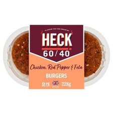 Heck 60/40 Chicken Red Pepper & Feta Burgers 2 Pack 228G