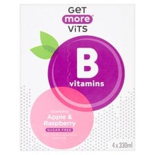 Get More Vits B Vitamins Sparkling Apple & Raspberry 4x330ml