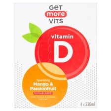 Get More Vits Vitamin D Sparkling Mango & Passionfruit 4x330ml