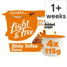 Light & Free Sticky Toffee Greek Style Fat Free Yoghurt 4x115g