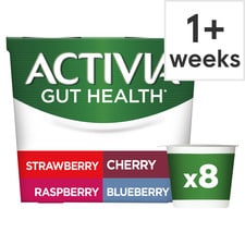 Activia Strawberry & Red Fruit Fat Free Gut Health Yoghurt Multipack 8x115g 