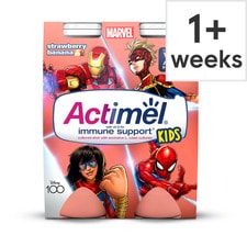 Actimel Kids Strawberry & Banana Lunchbox Yoghurt Drink Multipack 4x100g