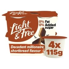 Light and Free Decadent Millionaire Shortbread Flavour 0% Added Sugar, Fat Free Yogurt 4x115g