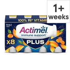 Actimel Plus 100% Vitamin D Mango & Turmeric Live Yoghurt Drink Multipack 8x100g