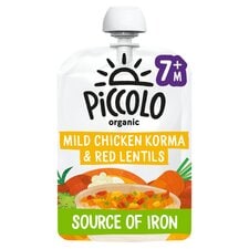 Piccolo Organic Mild Chicken Korma and Red Lentils with Carrot, Yoghurt and Mango 130g