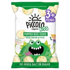 Piccolo Organic Kids Popped Rice Chips Sour Cream & Chive 4 x 20g