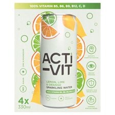 Activit Lemon Lime & Orange Sparkling Water 4 X 330Ml