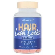 Vitawell Hair Lush Locks Multivitamin Gummies Berry Burst Flavour 60s