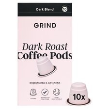 Grind, Dark Roast Coffee Pods, Biodegradable & Sustainable, 10 pods, 52 grams