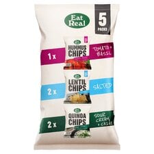 Eat Real Hummus. Lentil & Quinoa Chips 5 Pack 98G