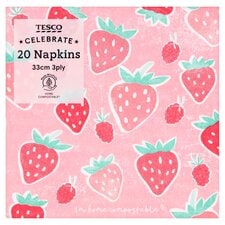 Tesco Strawberry Napkin 33Cm 3Ply 20 Pack