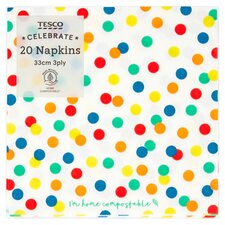 Tesco Rainbow Spot Napkin 20 Pack
