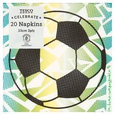 Tesco Football Napkin 20 Pack