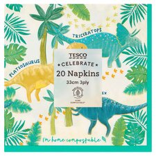 Tesco Dinosaur Napkin 20 Pack