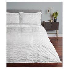 Fox & Ivy Oversized White Seersucker Duvet Set Double