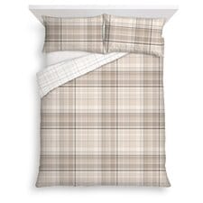 TESCO NATURAL CHECK DUVET SET DOUBLE