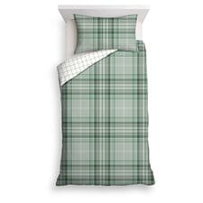 TESCO GREEN CHECK DUVET SET SINGLE