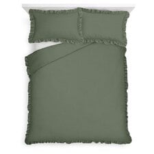 TESCO GREEN FRILL DUVET SET DOUBLE