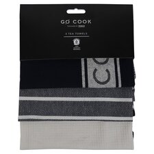 Go Cook Navy Herringbone Tea Towel 3 Pack