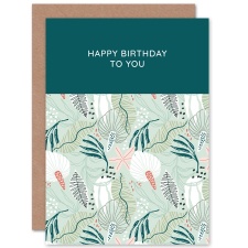 Wee Blue Coo Calla Lily Flower Pattern Floral Happy Birthday Greeting Card