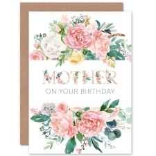 Wee Blue Coo Happy Birthday Mother Mum Rose Flower Bouquets Greeting Card