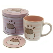 Pusheen Mug and Coaster Set - Pink/White/Brown - One Size