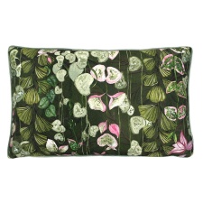 Paoletti Veadeiros Botanical Cushion Cover - Bottle Green/Pink - 50cm x 30cm