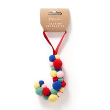 Paperchase Cosmic Christmas Pom Pom Letter J Hanging Decoration