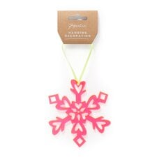 Paperchase Neon Christmas Hanging Snowflake Decoration - Pink