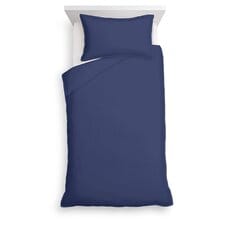 Tesco Navy 100% Cotton Oxford Edge Duvet Set Single