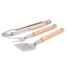 TESCO BBQ RUBBER WOOD HANDLE TOOLS SET- 3 PC