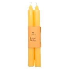 TESCO YELLOW DINNER CANDLES 2 PACK